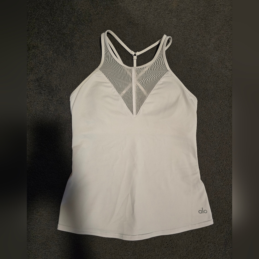 ALO Yoga White Strappy Activewear Top